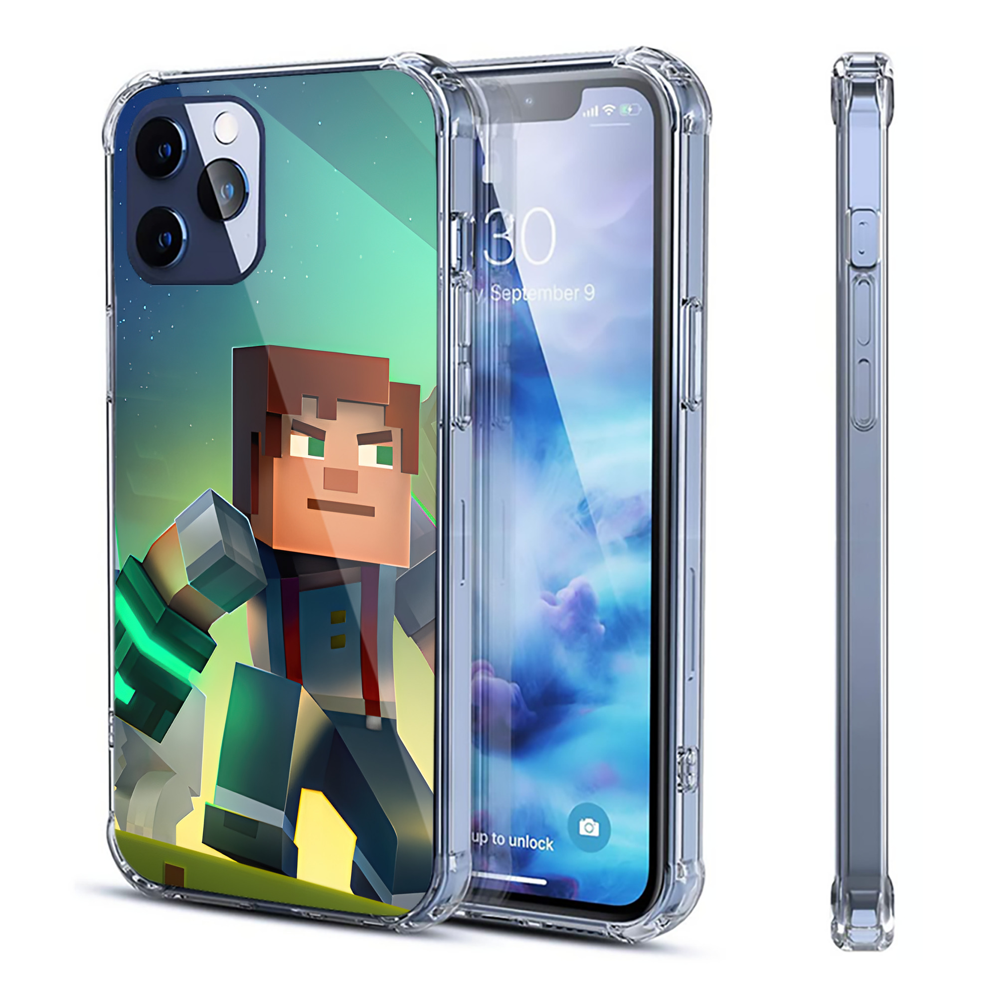 （画像用） マインクラフト ブロックの世界 Minecraft MC Block world 【iPhone 12シリーズ対応】透明スマホケース（クリアソフトケース）